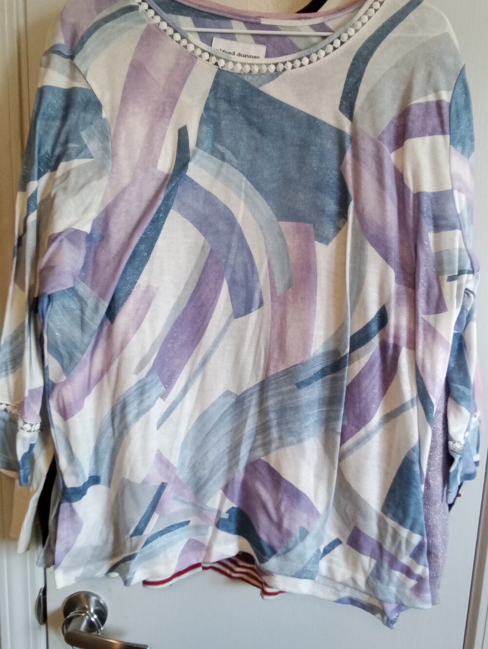 #6035 Lavender & Blue Abstract Print Women's Top - XL